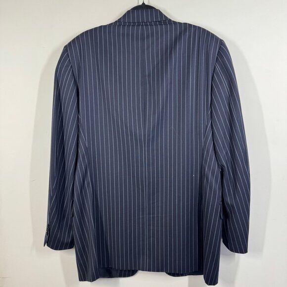 Canali Navy Pinstripe Wool Blazer Set Size 54L Made in Italy Classic Tailored - Picture 8 of 16